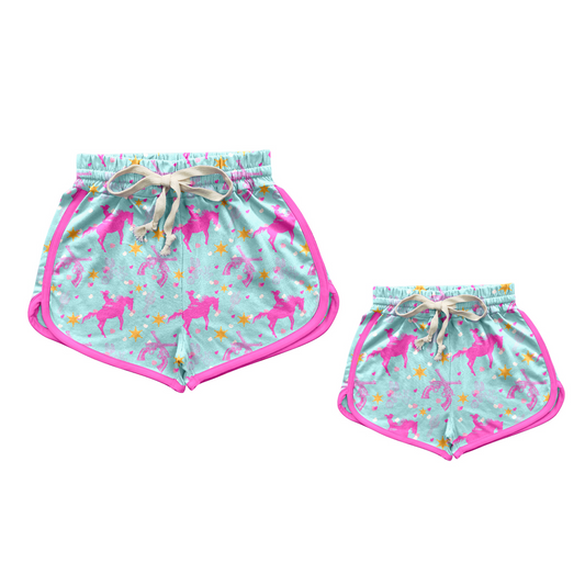 (Pre-order)SS0226 Adult Pink Cowgirl Star Print Woman Summer Shorts