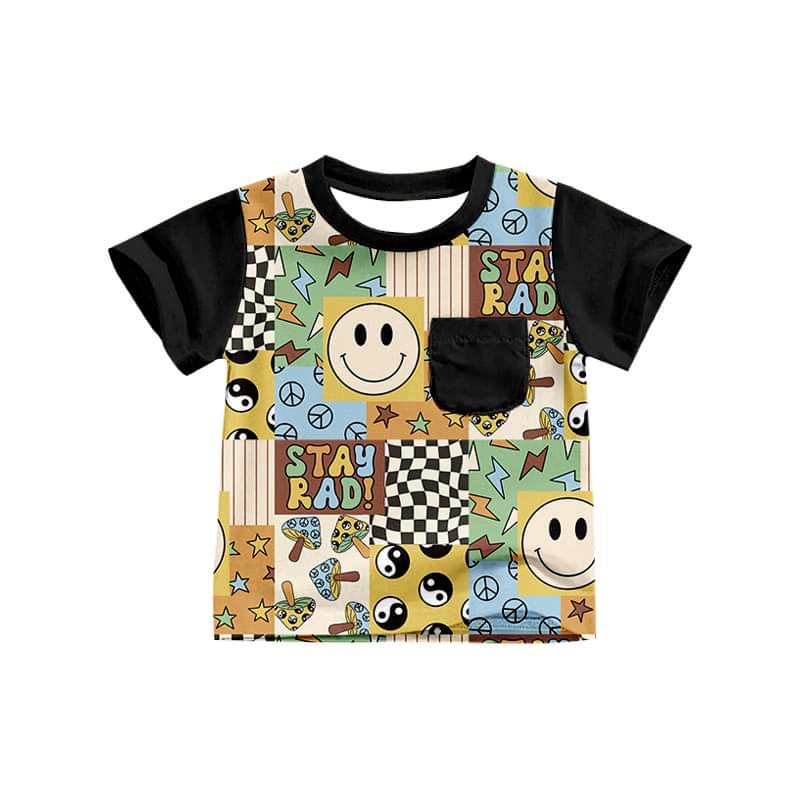 (Custom Design Preorder MOQ 5)  Smiling Face Print Boys Tee Shirts Top