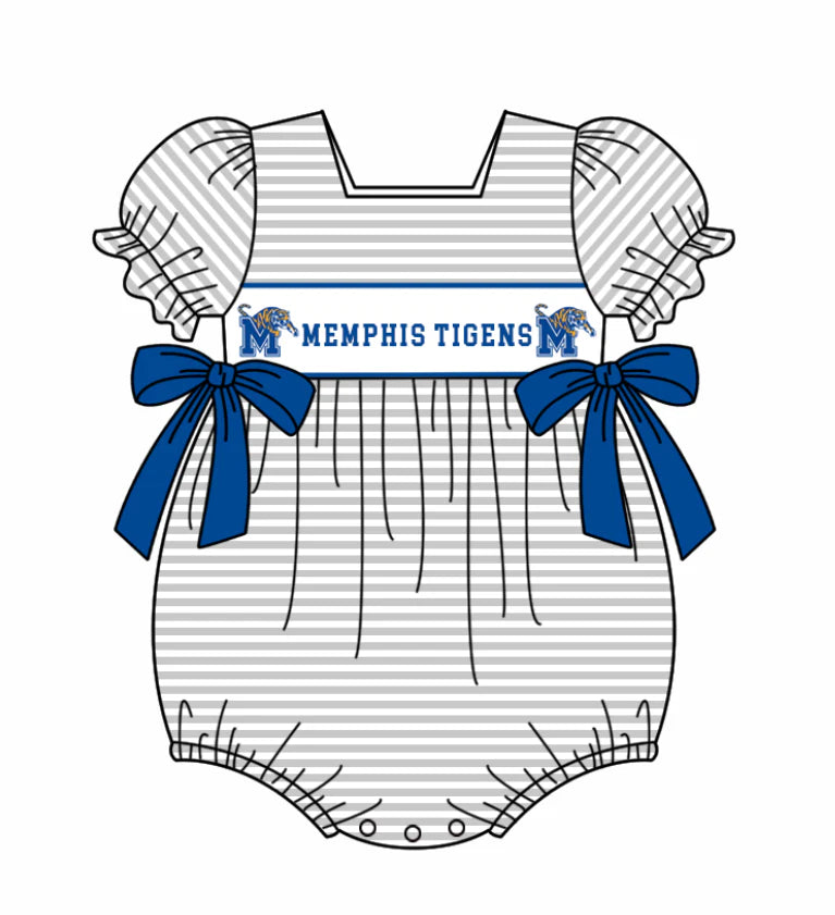 (Custom Design Preorder MOQ 5 Each Design) Team's Memphis Tigers Print Kids Summer Matching Clothes Sibling Wear