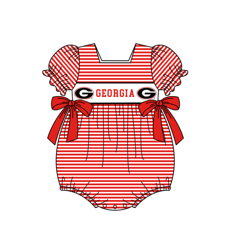 (Custom Design Preorder MOQ 5 Each Item) Team's Georgia Print Kids Summer Matching Clothes Sibling Wear