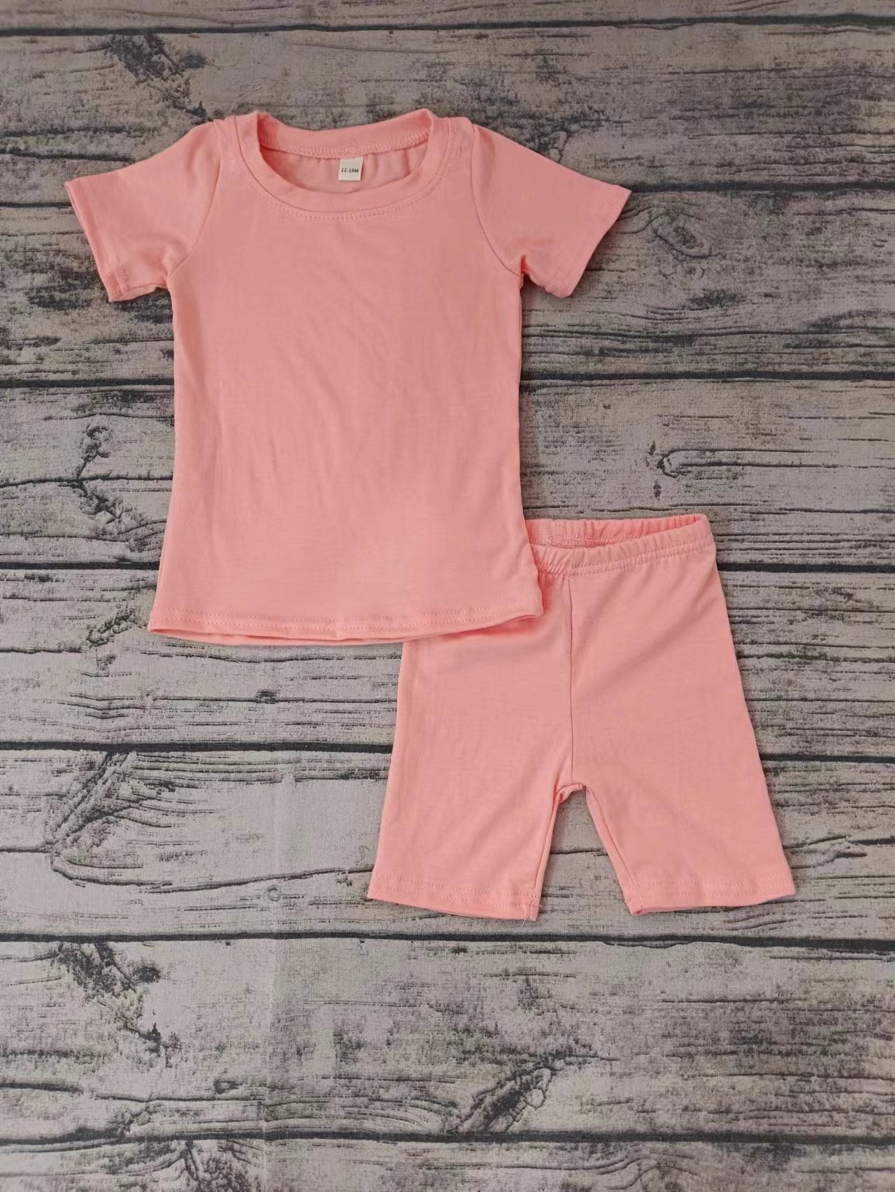 (Custom Design Preorder MOQ 5)  Pink Color Kids Summer Clothes Set