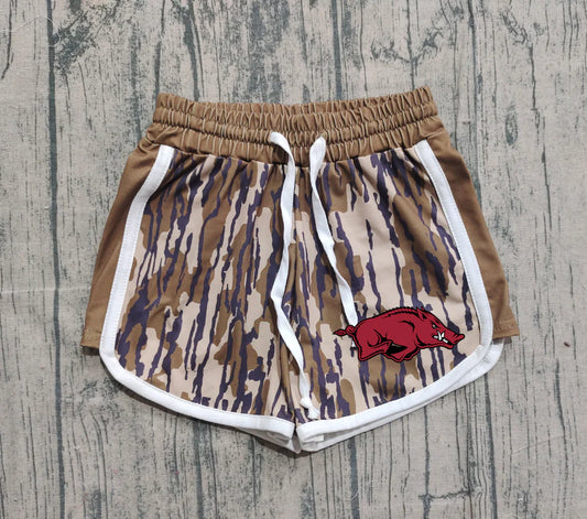 (Custom Design Preorder MOQ 5 Each Item) Team's Arkansas Camo Print Summer Bottom Shorts Mom and Me Matching Clothes
