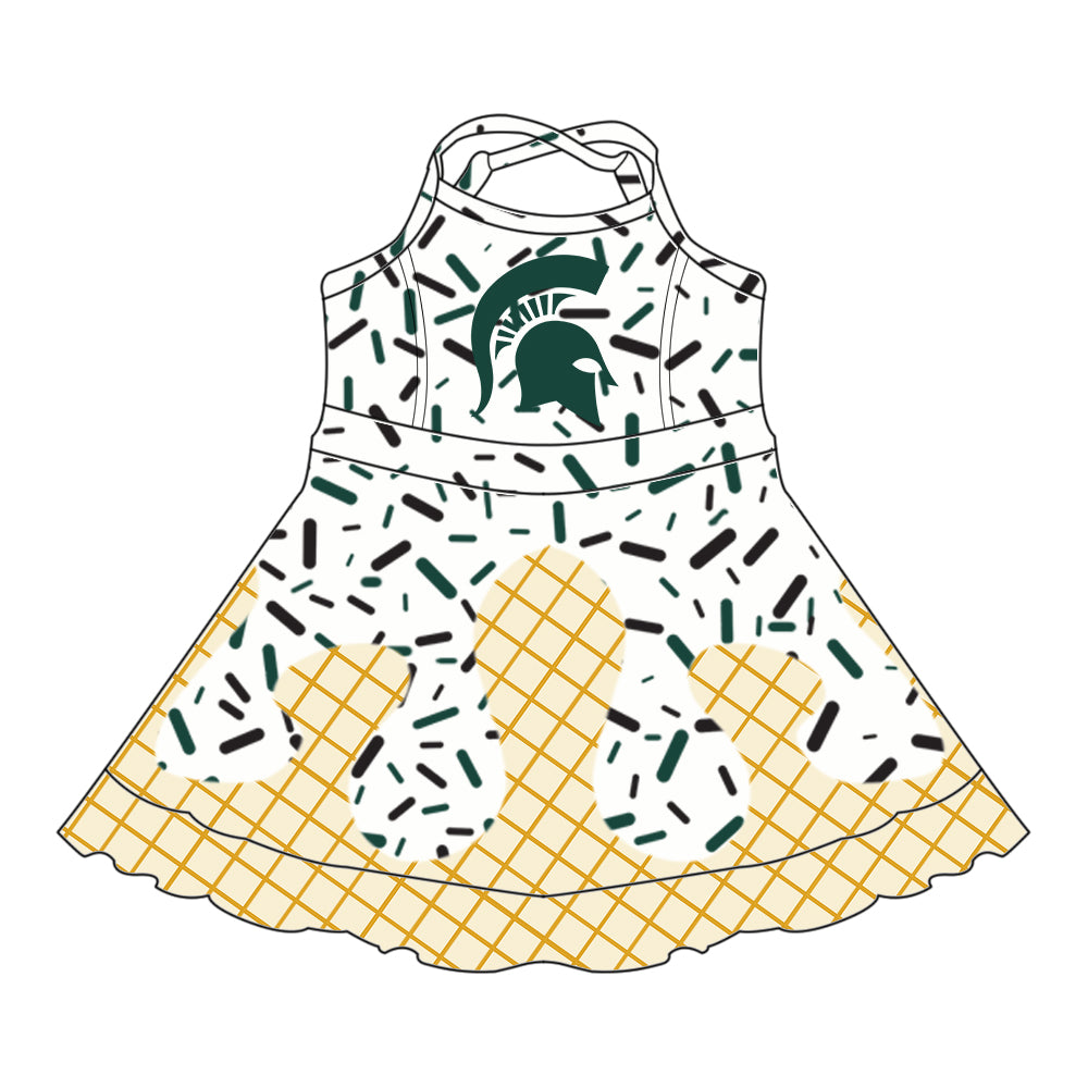 (Custom Design Preorder MOQ 5 Each Item)Team's Spartans Sprinkles Print Sibling Matching Clothes