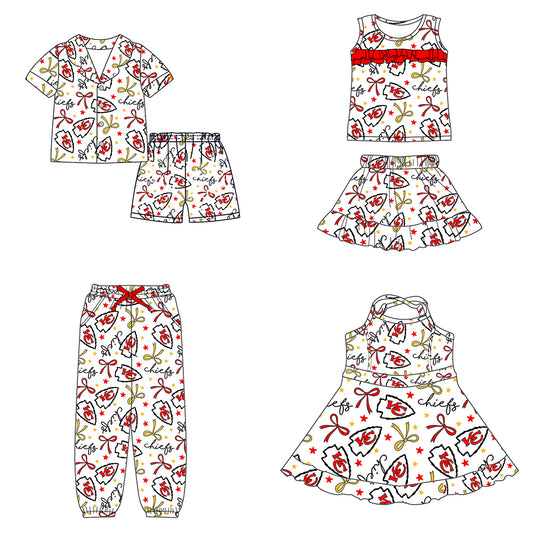 (Custom Design Preorder MOQ 5 Each Item)Team's KC Chiefs Print Family Matching Clothes