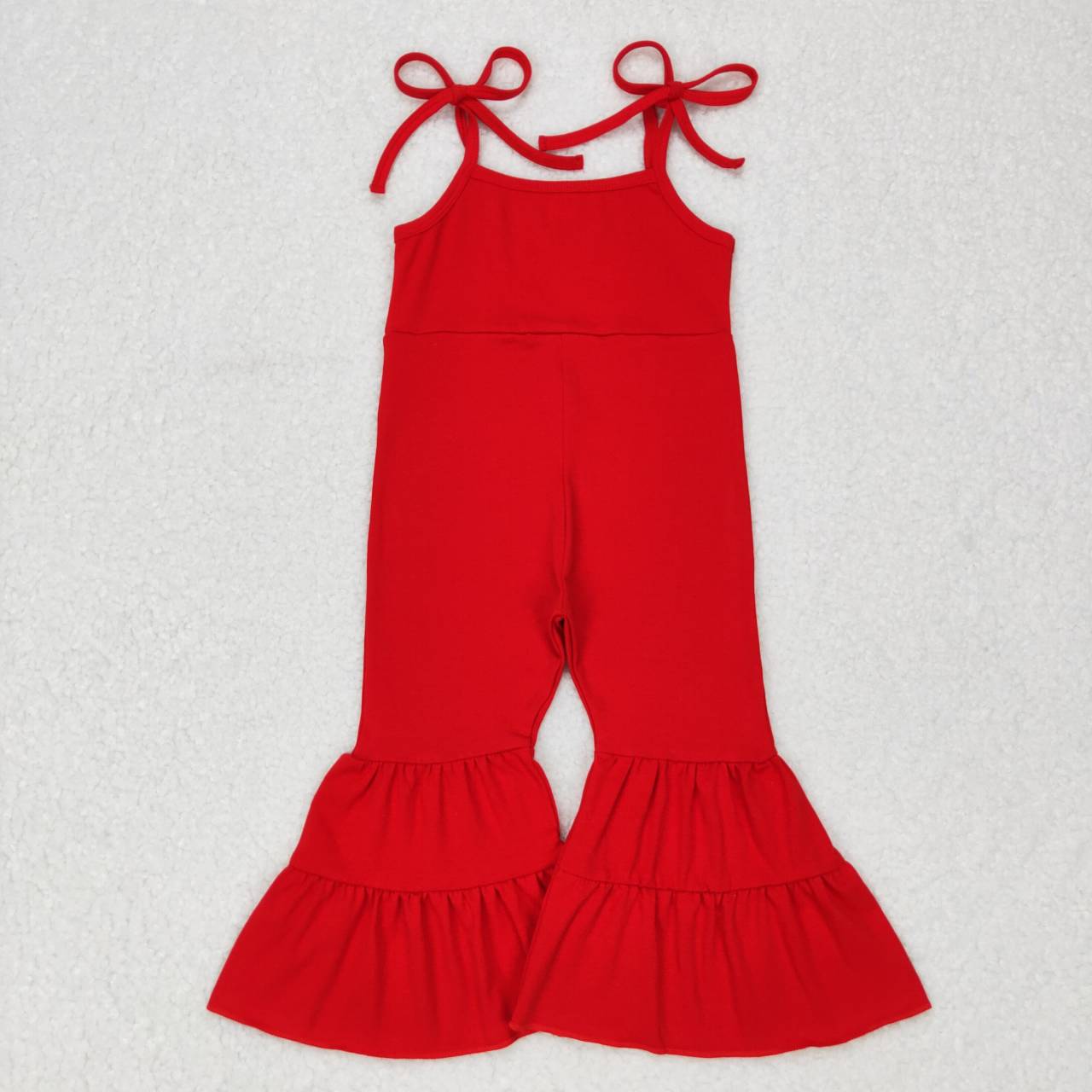 6 Solid Colors Summer Cotton Straps Girls Bell Bottom Jumpsuits