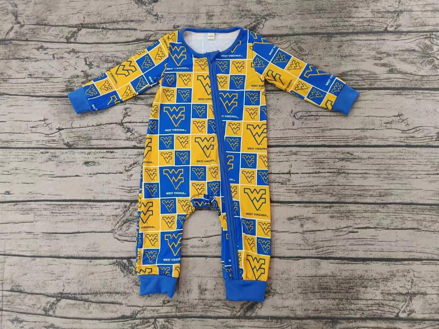 (Custom Design Preorder MOQ 5) Team's WV Print Baby Boys Sleeper Zipper Romper