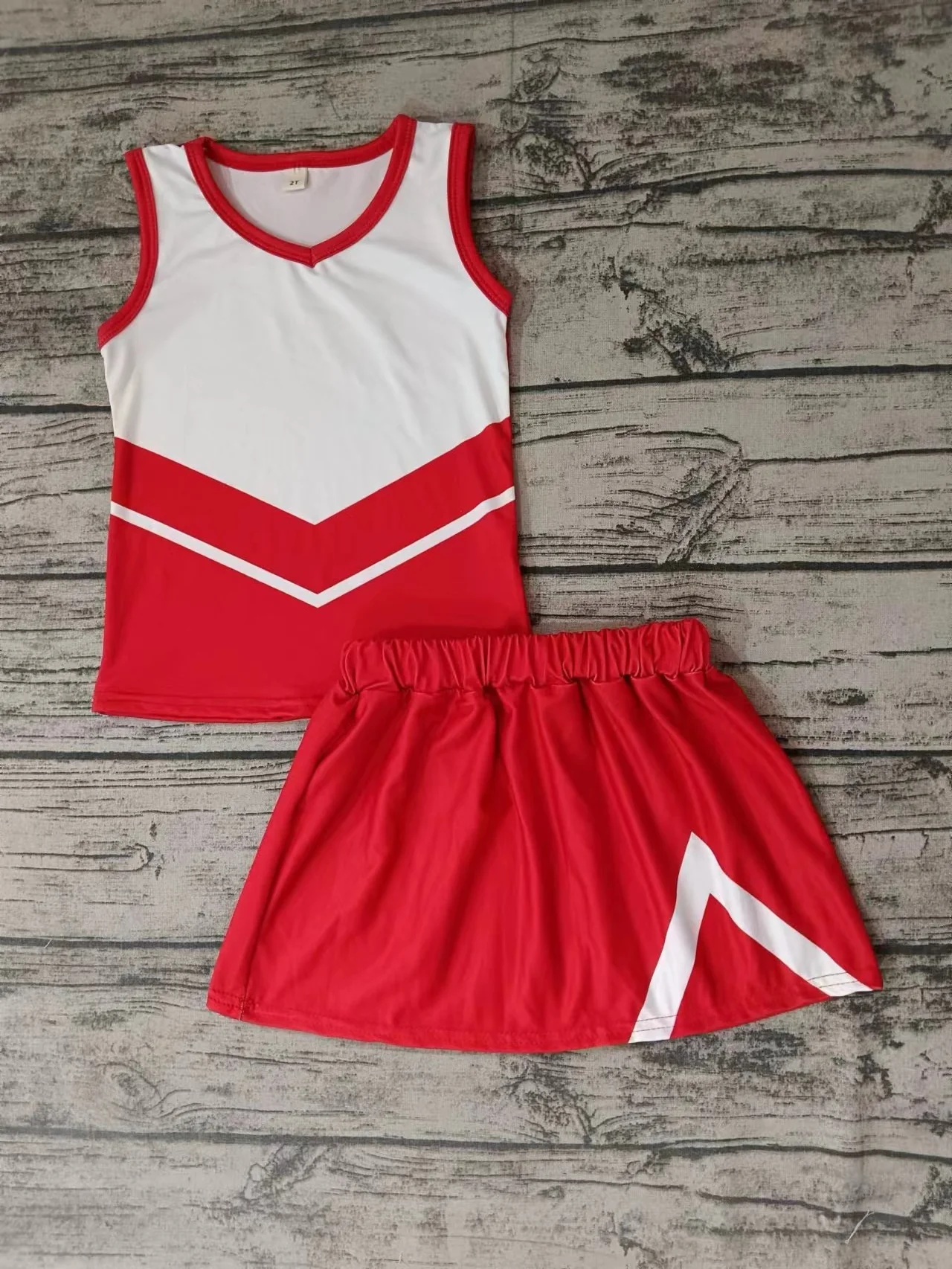 (Custom Design MOQ 5)Red Football Cheer Team's Skirts With The Shorts Girls Clothes Sets