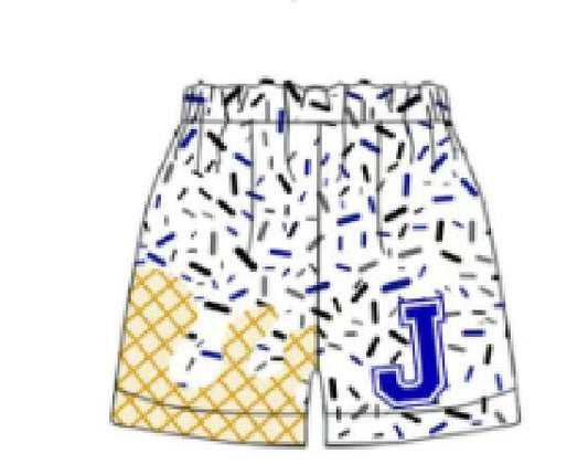 (Custom Design Preorder MOQ 5 Each Item) Team's J Blue Sprinkles Print Summer Bottom Shorts Mom and Me Matching Clothes