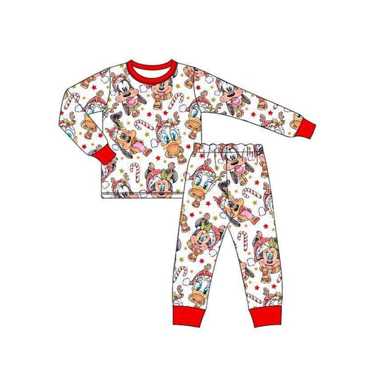 (Custom Design Preorder MOQ 5) Cartoon Mouse Duck Print Boys Christmas Pajamas Clothes Set