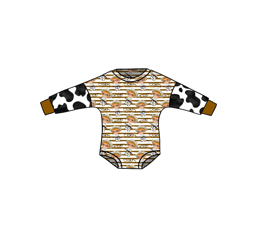 (Custom Design Preorder MOQ 5) Cowboy Print Baby Boys Western Romper