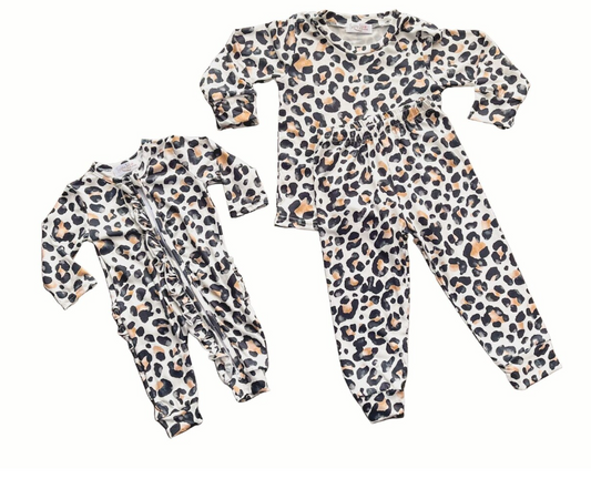 (Custom Design Preorder MOQ 5) Leopard Print Baby Girls Zipper Romper