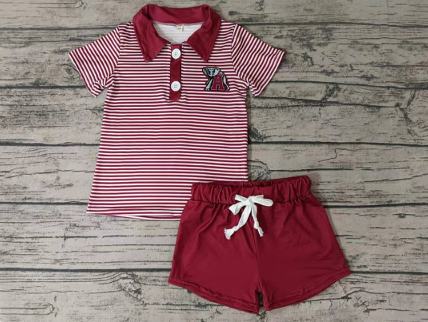 (Custom Design Preorder MOQ 5)  Team's Alabama Print Boys Summer Clothes Set