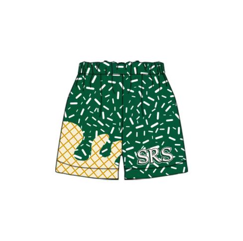 (Custom Design Preorder MOQ 5 Each Item) Team's SRS Green Sprinkles Print Summer Bottom Shorts Mom and Me Matching Clothes