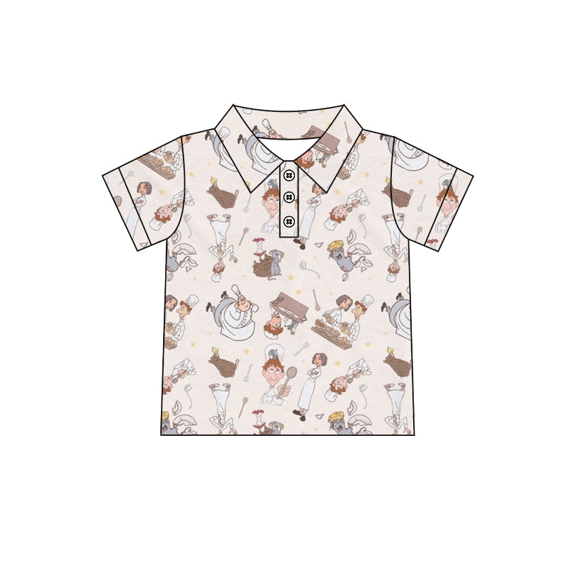 (Custom Design Preorder MOQ 5) Cartoon Character Print Boys Summer Polo Tee Shirts Top