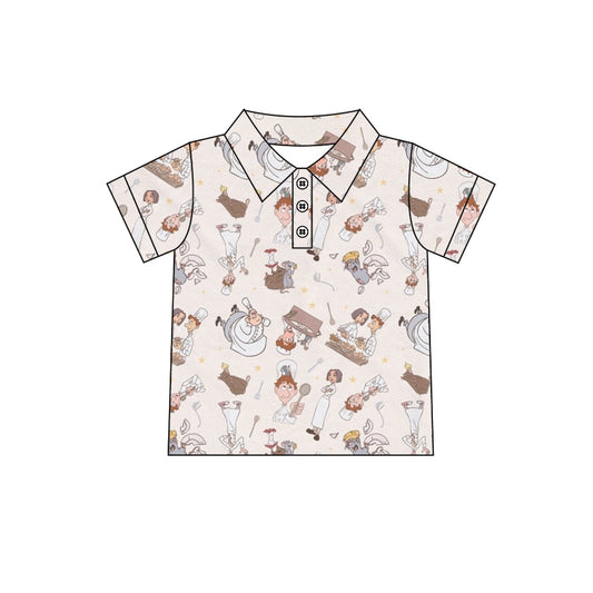 (Custom Design Preorder MOQ 5) Cartoon Character Print Boys Summer Polo Tee Shirts Top