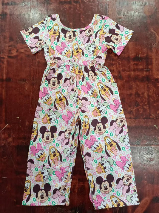 (Custom Design Preorder MOQ 5) Cartoon Animals Leopard Print Girls Jumpsuits Baby Romper