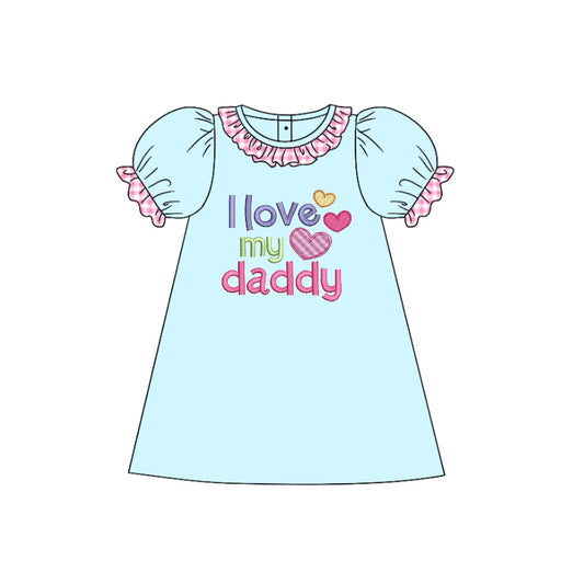 (Custom Design Preorder MOQ 5) I LOVE MY DADDY Print Girls Knee Length Summer Dress