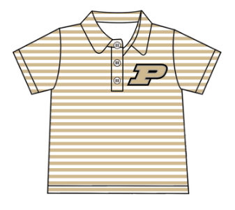 (Custom Design Preorder MOQ 5) Team's PURDUE Print Boys Summer Polo Tee Shirts Top