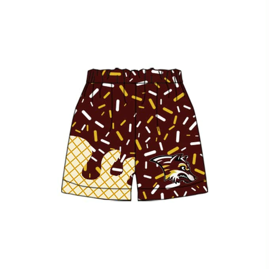 (Custom Design Preorder MOQ 5 Each Item) Team's WOLVES Sprinkles Print Summer Bottom Shorts Mom and Me Matching Clothes