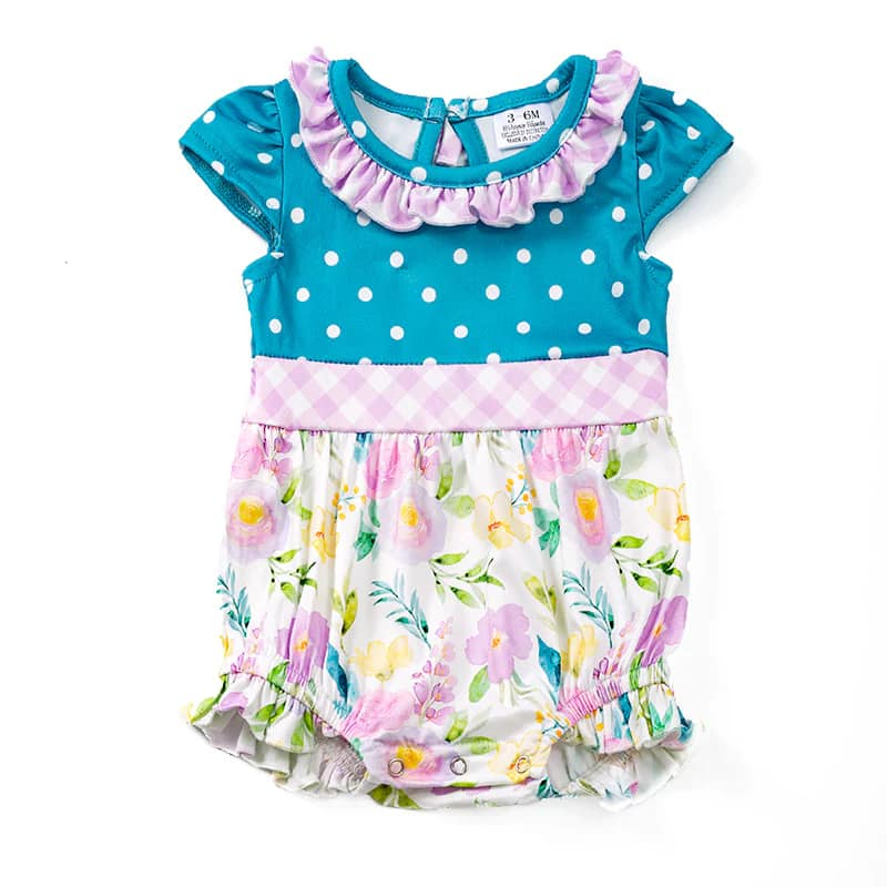 (Custom Design Preorder MOQ 5) Flowers Print Baby Girls Summer Romper