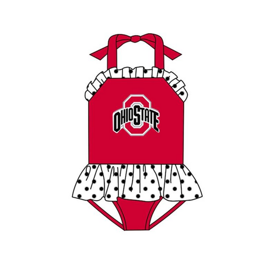 (Custom Design Preorder MOQ 5)  Team's OHIOSTATE Print Girls 1 Piece Swimsuits