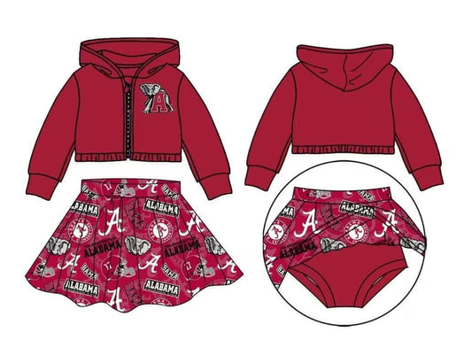 (Custom Design Preorder MOQ 5) Team's Alabama Print Skirts With Shorts Girls Clothes Sets