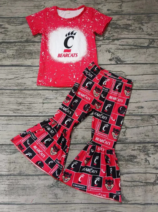 (Custom Design Preorder MOQ 5) Team's BEARCATS Bell Pants Girls Clothes Set