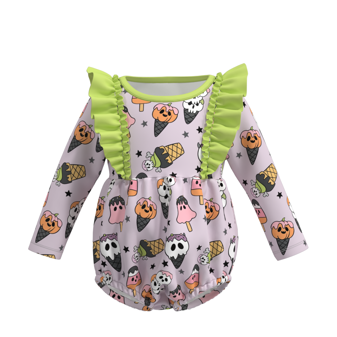 (Custom Design Preorder MOQ 5) Cute Popsicle Print Baby Girls Halloween Romper