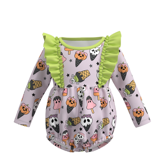 (Custom Design Preorder MOQ 5) Cute Popsicle Print Baby Girls Halloween Romper