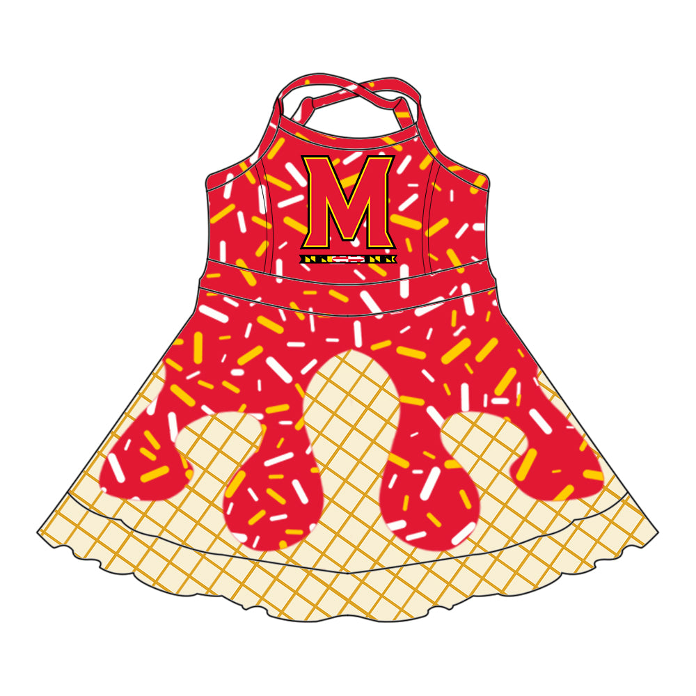 (Custom Design Preorder MOQ 5 Each Item)Team's M Red Sprinkles Print Sibling Matching Clothes