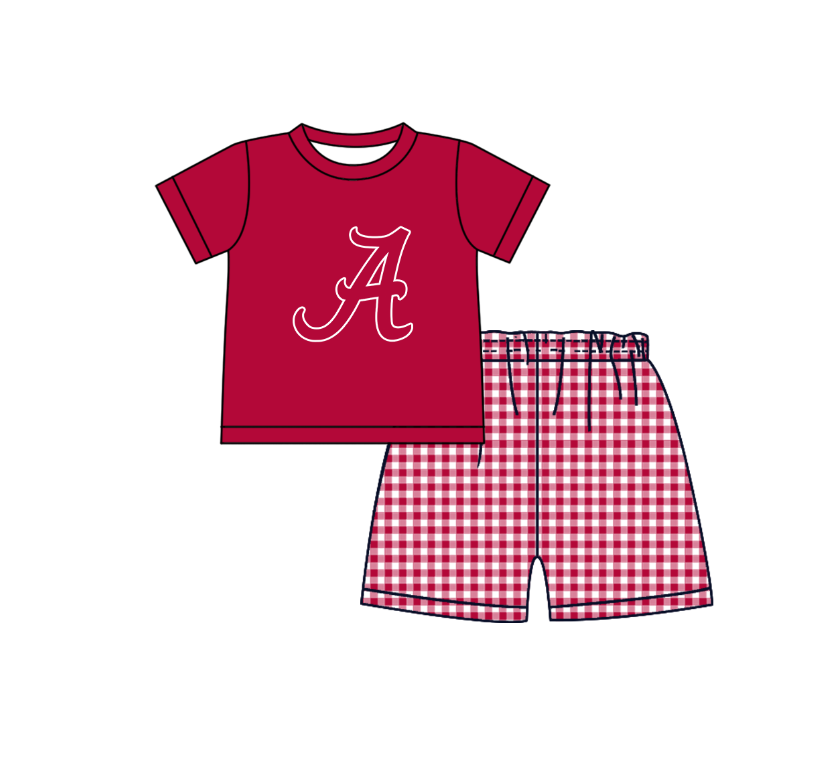 (Custom Design Preorder MOQ 5 Each Item) Team's Alabama Print Kids Summer Matching Clothes Sibling Wear