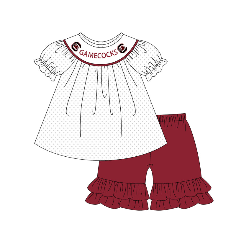 1.7(Custom Design Preorder MOQ 5 Each Design) Team's GAMECOCKS Print Kids Summer Matching Clothes Sibling Wear