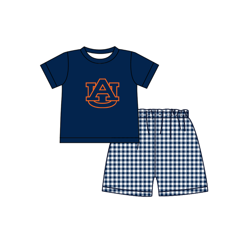 (Custom Design Preorder MOQ 5 Each Item) Team's Auburn Tigers Print Kids Summer Matching Clothes Sibling Wear
