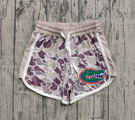 (Custom Design Preorder MOQ 5 Each Item) Team's Florida Khaki Purple Camo Print Summer Bottom Shorts Mom and Me Matching Clothes