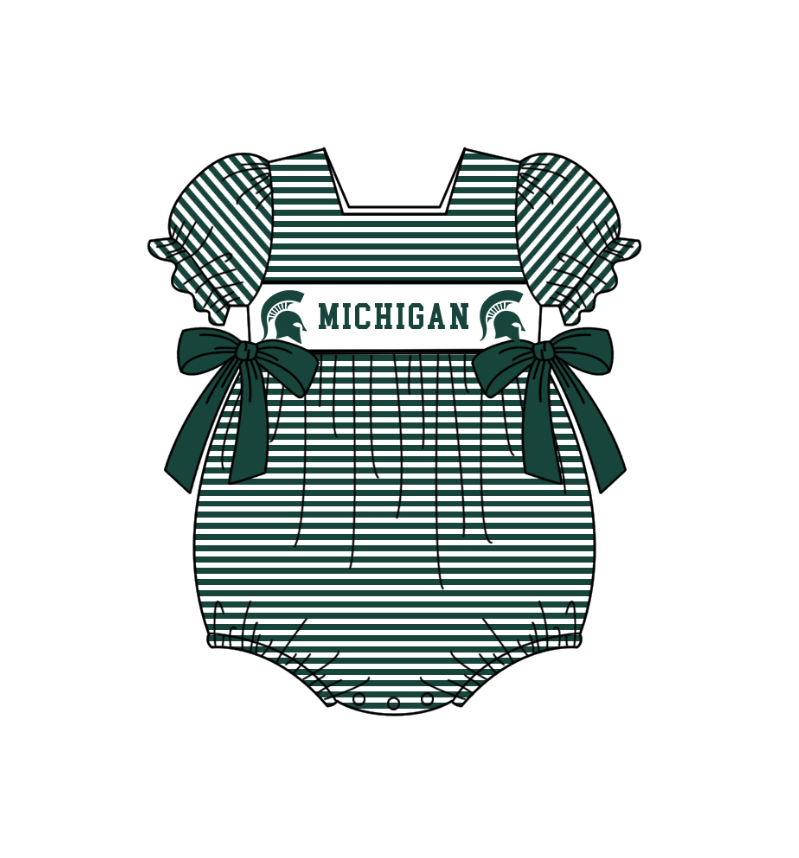 (Custom Design Preorder MOQ 5 Each Item) Team's Michigan Print Kids Summer Matching Clothes Sibling Wear
