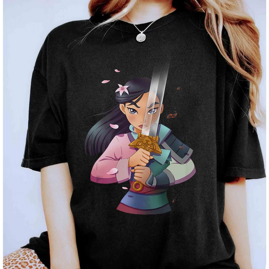 (Custom Design Preorder MOQ 5) Cartoon Movie Character Black Print Girls Tee Shirts Top