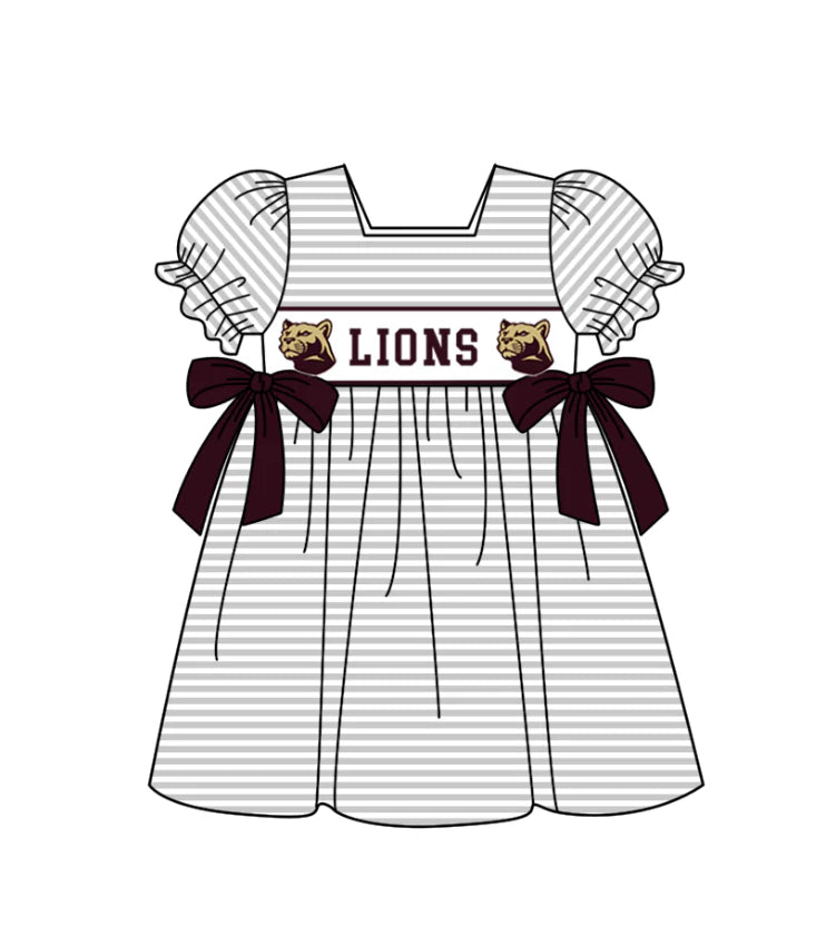 (Custom Design Preorder MOQ 5 Each Design) Team's LIONS Print Kids Summer Matching Clothes Sibling Wear
