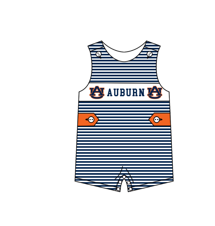 (Custom Design Preorder MOQ 5 Each Item) Team's Auburn Tigers Print Kids Summer Matching Clothes Sibling Wear