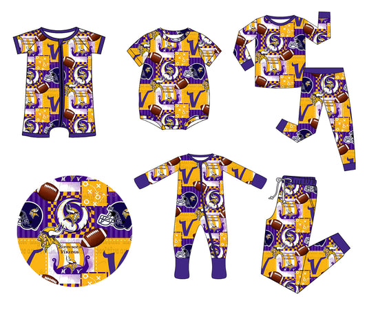 (Custom Design Preorder MOQ 20 Each Item)Team's Vikings Print Family Bamboo Matching Clothes