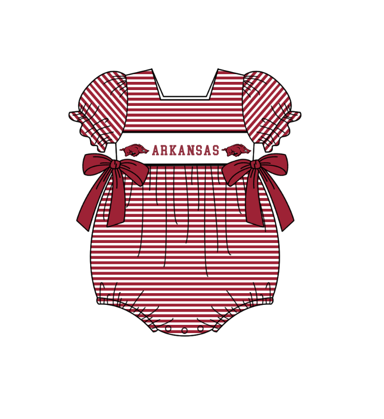(Custom Design Preorder MOQ 5 Each Item) Team's Arkansas Print Kids Summer Matching Clothes Sibling Wear