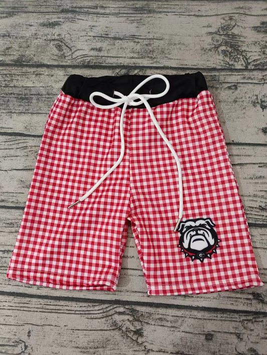 (Custom Design Preorder MOQ 5) Team's D Plaid Print Boys Swim Trunks