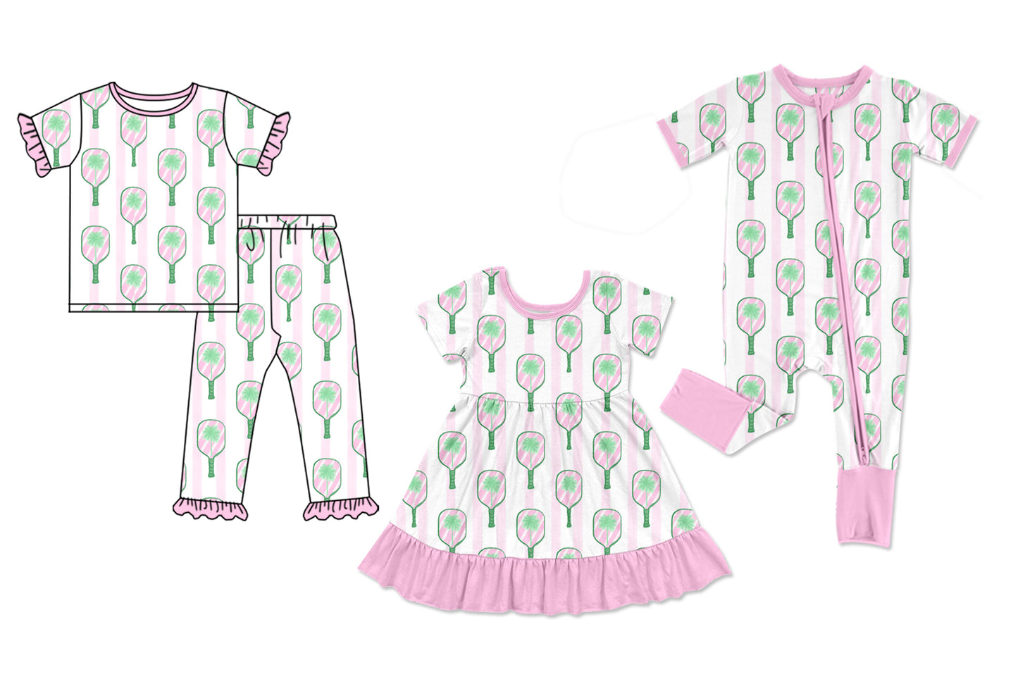 12.4 (Custom Design Preorder MOQ 5 Each Design) Tennis Print Girls Matching Clothes Sisters Wear