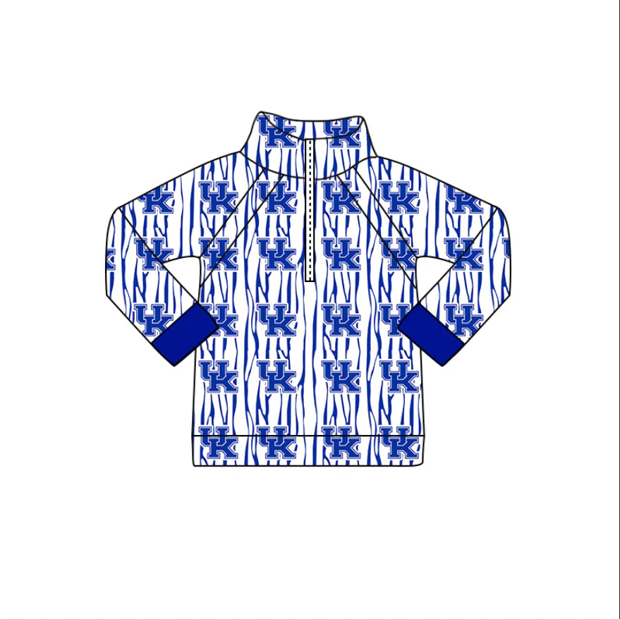 (Custom Design Preorder MOQ 5 Each Design) Team's Kentucky Print Pullover Zipper Top Mom and Me Matching Clothes