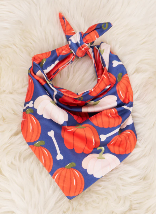 (Custom Design Preorder MOQ 5) Bone Pumpkin Print Collar Doggy Bandana