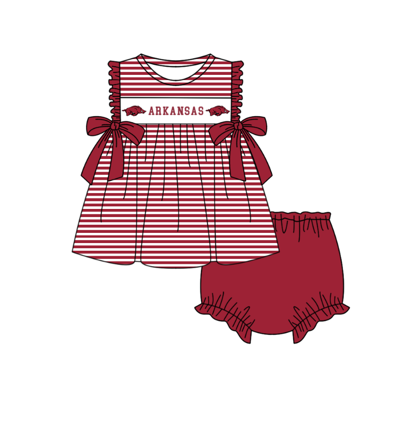 (Custom Design Preorder MOQ 5 Each Item) Team's Arkansas Print Kids Summer Matching Clothes Sibling Wear