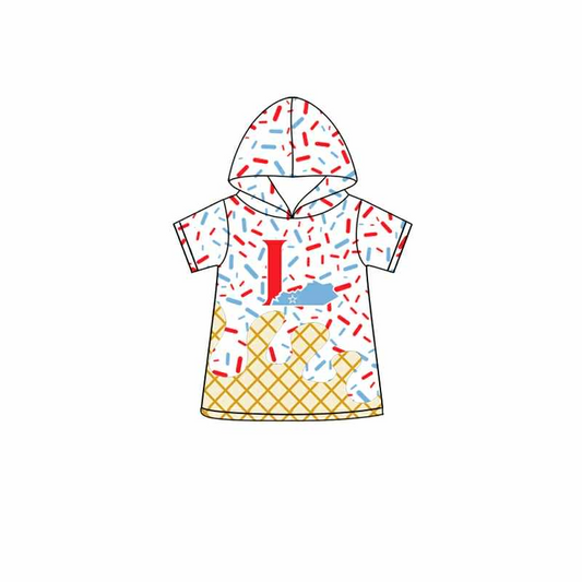 (Custom Design Preorder MOQ 5 Each Item)Team's I White Sprinkles Print Hoodie Top Mom and Me Matching Clothes