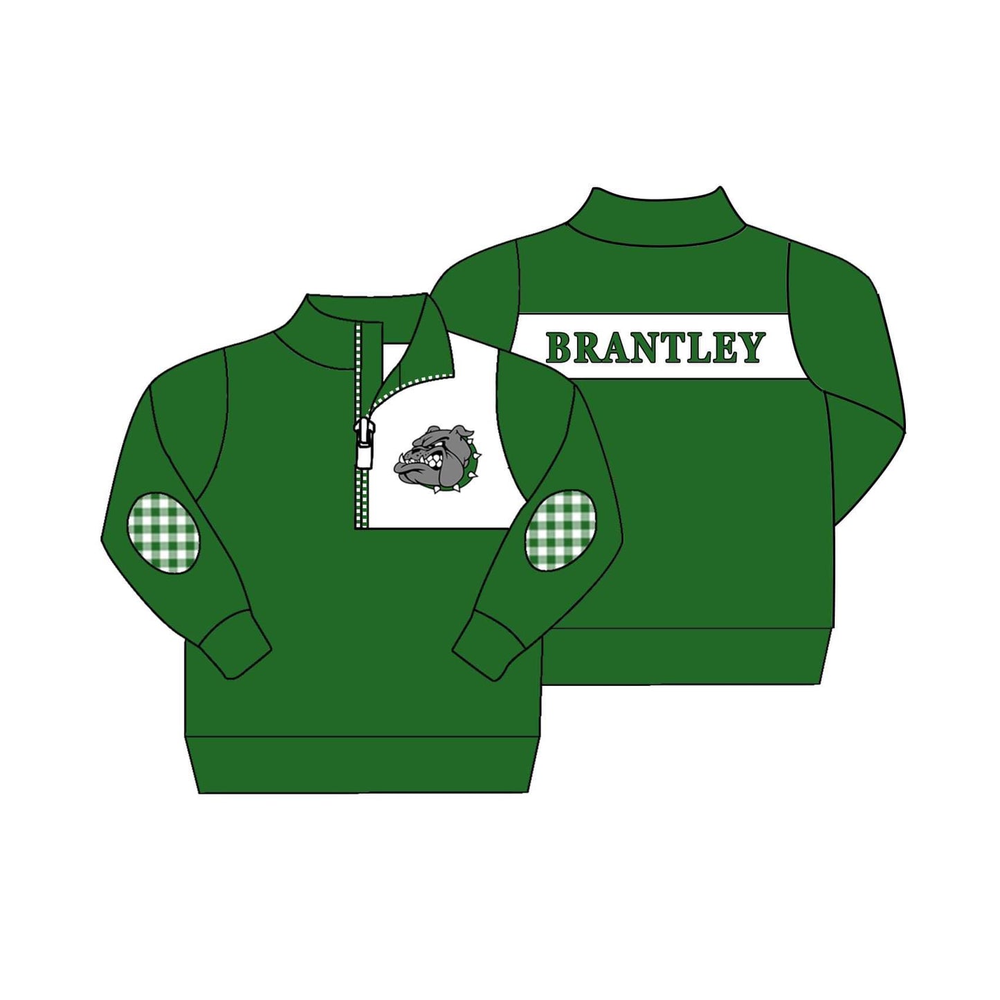 (Custom Design Preorder MOQ 5) BRANTLEY Green Print Boys Long Sleeve Zipper Tops