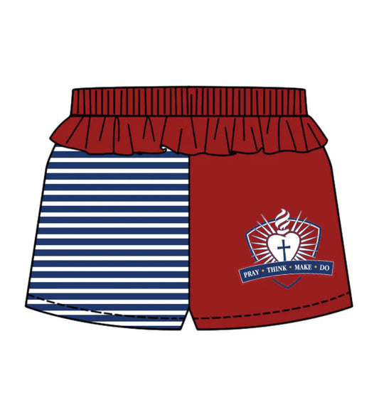 (Custom Design Preorder MOQ 5) Team's St. Margaret Mary Stripes Print Girls Summer Bottom Shorts