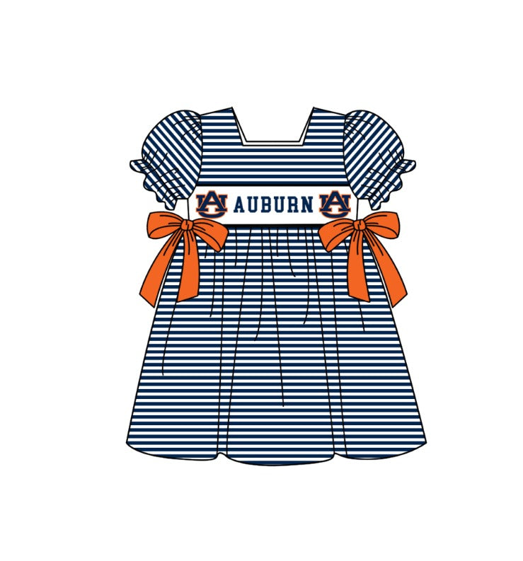 (Custom Design Preorder MOQ 5 Each Item) Team's Auburn Tigers Print Kids Summer Matching Clothes Sibling Wear