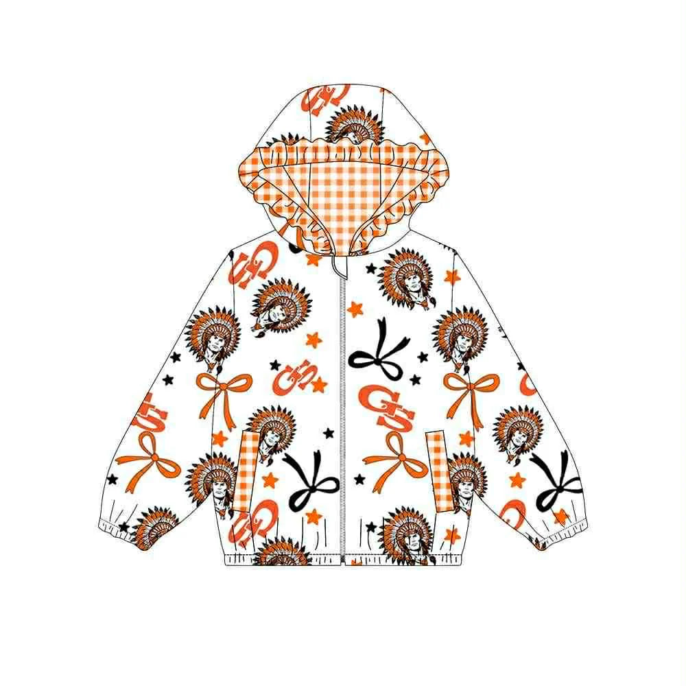 (Custom Design Preorder MOQ 5) Team's GS Bows Print Pockets Girls Long Sleeve Zipper Jackets Top